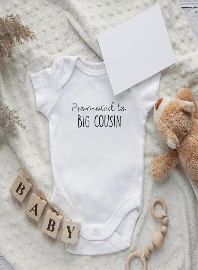 Printique Organic GOTS Certified Baby Onesie Unisex Bodysuit 0-18 months - Promoted To Big Cousin | Family Baby Announcement (9-12 Months, Promoted To Big Cousin) - Image 4