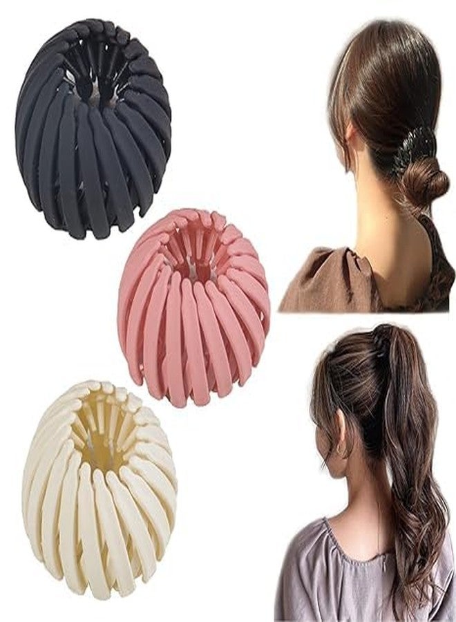 AUTOWRAP 3 Pieces Birds Nest Hair Clip Expandable Pony Tail Holders Vintage Geometric Retractable Hair Loops Pony Tails Claw Hair Holders Accessory Clip Bun Maker Hair Styling Tool Claw Hair Clips - Image 1