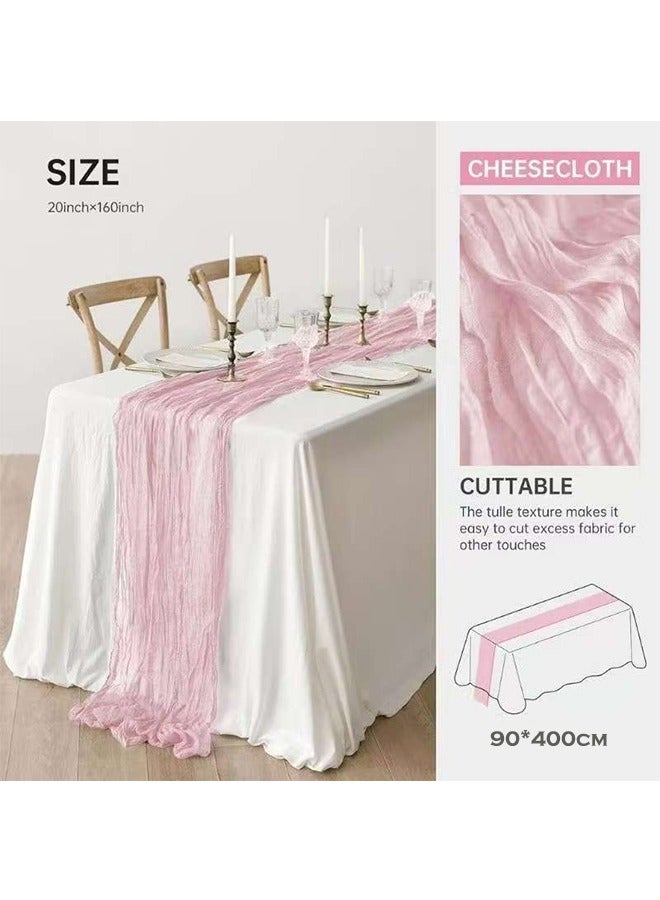 Translucent Table Runner Chessian Tablecloth for Wedding Reception Bridal Shower Party Decoration Table Centerpiece 400CM  - Image 2
