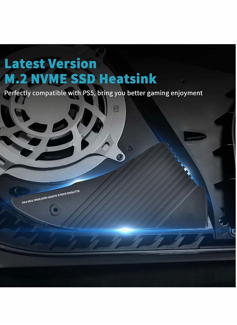 Generic - M2 Heatsink for PS5 NVMe SSD Aluminum Cooling Solution with 4 Thermal Pads for Playstation 5 Internal M2 Gen4 NVME PCIE 4.0 SSD Featuring Graphene and Silicone Pads - Image 1