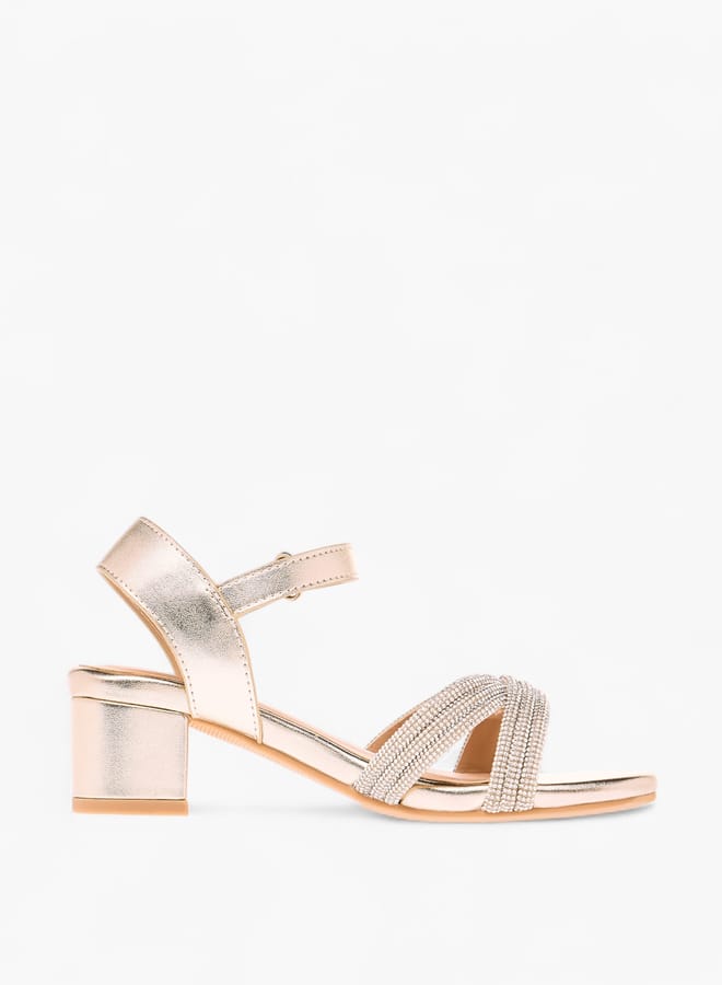 سيليست صنادل بناتي بكعب عريض مزين بإغلاق بشريط لاصق - Image 3