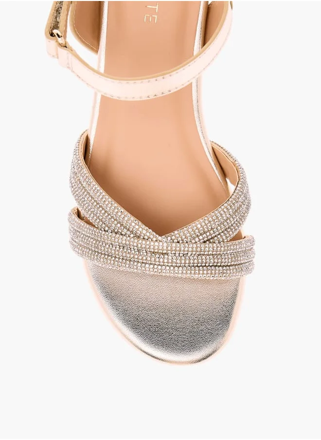 Celeste Girls Embellished Block Heeled Sandals With Hook And Loop Closure Ramadan Collection