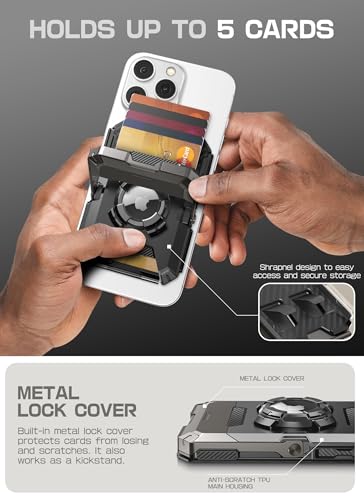 SUPCASE for MagSafe Wallet with AirTag Holder, Magnetic Airtag Wallet for Men, [Hold 5 Cards] [Adjustable Stand] [RFID Blocking] Phone Card Holder Tripod for iPhone 17/16/15/14/13/12 Series, Dark - Image 4