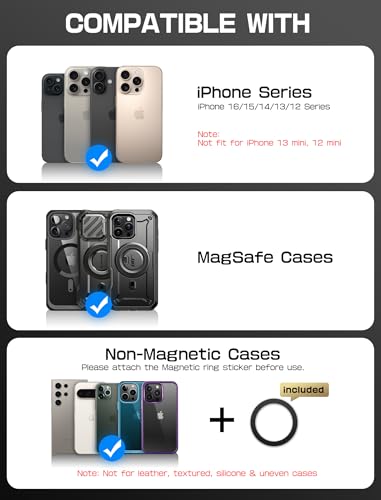 SUPCASE for MagSafe Wallet with AirTag Holder, Magnetic Airtag Wallet for Men, [Hold 5 Cards] [Adjustable Stand] [RFID Blocking] Phone Card Holder Tripod for iPhone 17/16/15/14/13/12 Series, Dark - Image 2