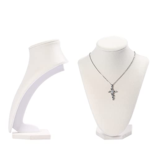 Julysky 3D Necklace Display Stand For Selling,Velvet Chain Jewelry Bust Holder Organizer (1, beige) - Image 2