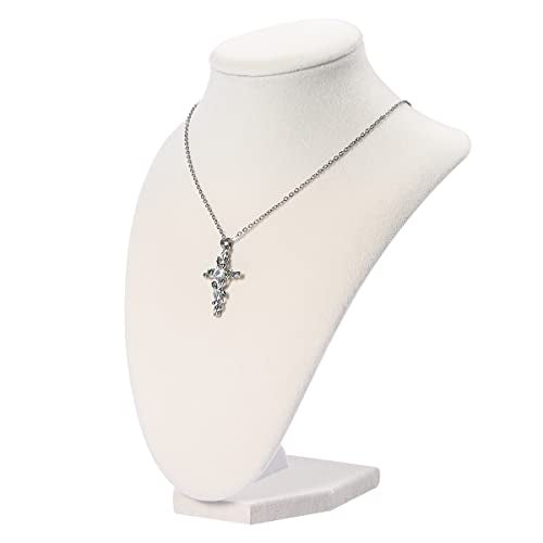Julysky 3D Necklace Display Stand For Selling,Velvet Chain Jewelry Bust Holder Organizer (1, beige) - Image 5
