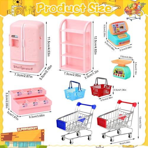 LUYI 150Pcs Mini Shopping Cart Basket Miniature Food Drink Bottle Supermarket Metal Handcart Trolley - Image 5