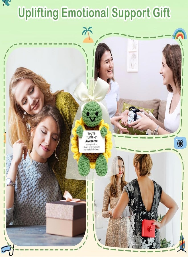 Homeaura ألعاب كروشيه على شكل سلحفاة عباد الشمس من هوميورا® - حيوان داعم عاطفيًا مع بطاقة رسالة ملهمة | ديكور مكتبي مصنوع يدويًا للمكتب والمنزل، هدية إيجابية للنساء والرجال والأطفال - Image 5