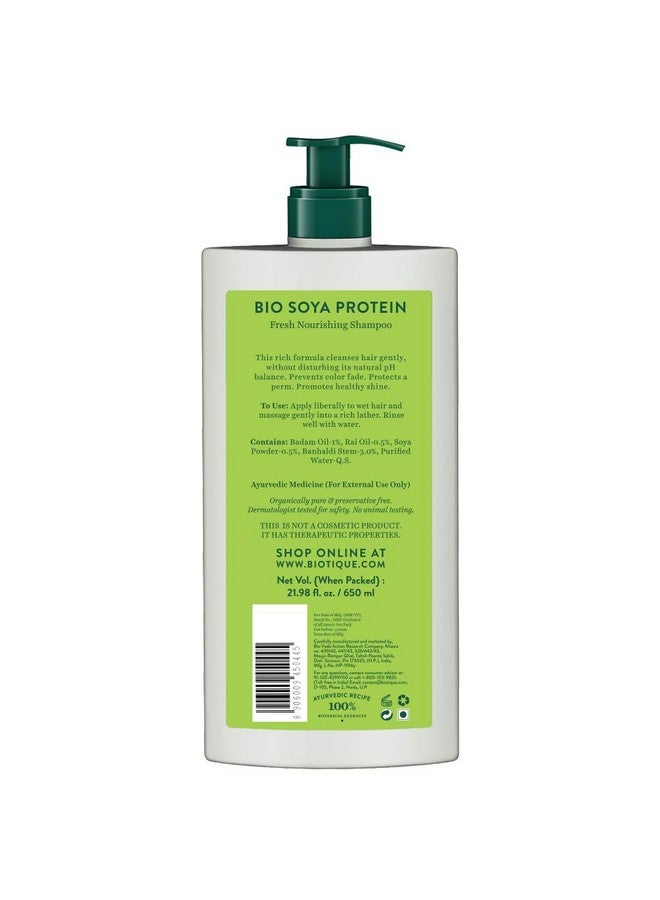Biotique Soya Protein Fresh Nourishing Shampoo | Repairs Dry and Damaged Hair |Maintains pH Balance |Promotes Healthy Shiny Hair| Prevents Color Fading | All Skin Types | 650ml - Image 2