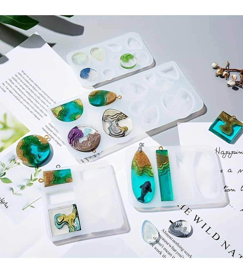 White 4Pcs Pendant DIY Resin Mold - Image 1