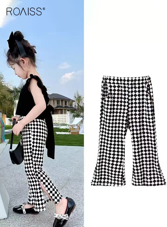 roaiss Toddler Girls Camisole and Pants Set, Stylish Summer Outfit with Backless Sleeveless Top and Plaid Flared Pants, 2 Piece Comortable Clothing Set for Little Girls  - Image 2