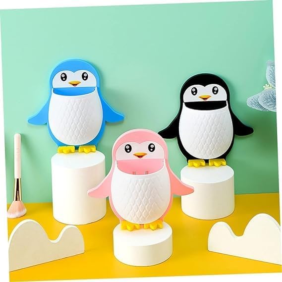 ShreejiIH Penguin Remote Holder Wall Toothbrush, Cellphone, Storage Box, Adhesive Wall Shelf Wall Nightstand, No Drilling for Bathroom Bedroom Kitchen, for Makeup Tool Pack of 1(Multicolour) - Image 4