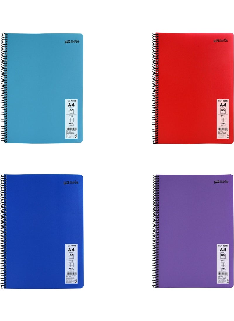 Mynote Flex Neon A4 Notebook 80 Sheets 2 Square 2 Lined Notebook Set  - Image 2