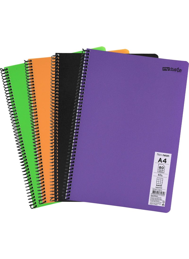 Mynote Flex Neon A4 Notebook 80 Sheets 2 Square 2 Lined Notebook Set  - Image 3