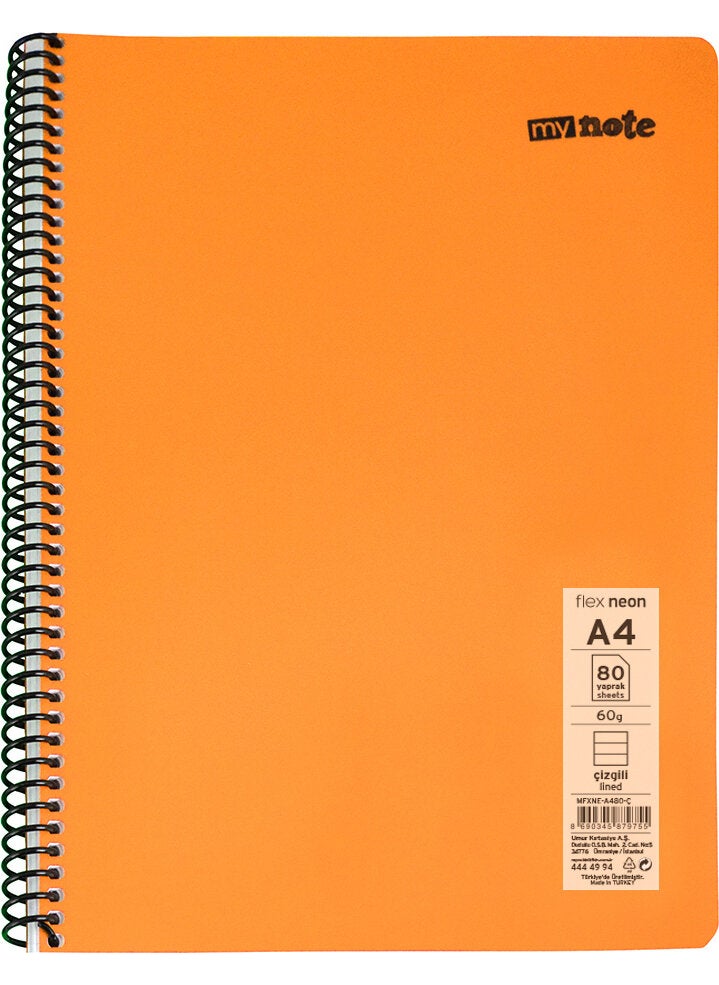 Mynote Flex Neon A4 Notebook 80 Sheets 2 Square 2 Lined Notebook Set  - Image 5