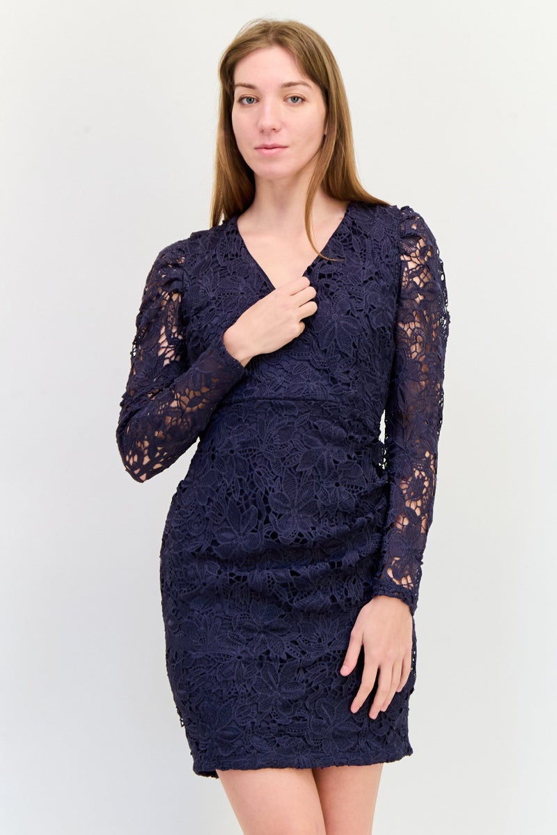 Mohito Women Textured Mini Dress, Navy - Image 1