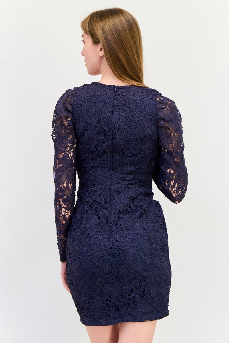 Mohito Women Textured Mini Dress, Navy - Image 4