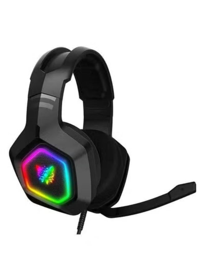 أونيكوما 🎧 K10 Gaming Headset – Immersive Surround Sound, Advanced Noise-Cancelling Microphone, RGB LED Lights, Ultra-Comfortable Over-Ear Cushions – Multi-Platform Compatibility for PC, PS4, Xbox One, Mobile Phones, Tablets, Laptops – Black Finish - Image 1