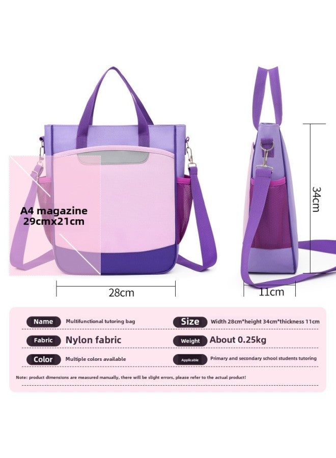 Schoolbag For Primary School Students Three Shoulder Bag Portable Messenger Bag Training Class Children's Tutorial Bag Custom Printing Logo-Color:M18 Light Pink (three Use) - Image 4