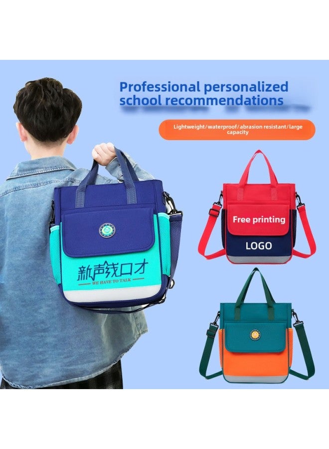 Schoolbag For Primary School Students Three Shoulder Bag Portable Messenger Bag Training Class Children's Tutorial Bag Custom Printing Logo-Color:M18 Light Pink (three Use) - Image 3