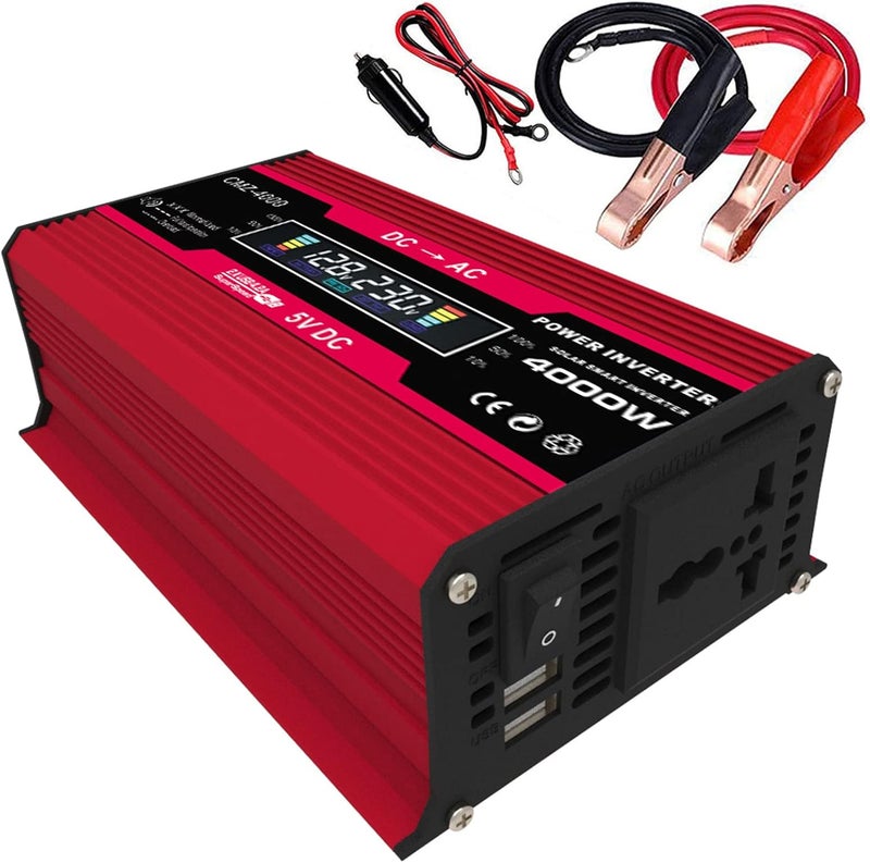 Eacam Affordable purchase options Eacam 4000W Peak Power Modified Sine Wave Inverter LED Display 300W Rated Power Inverter DC 12V to AC 220V Converter High Frequency Car Power Charger Inverter with 2 USB Port AC Socket Long use oriented quality - Image 1