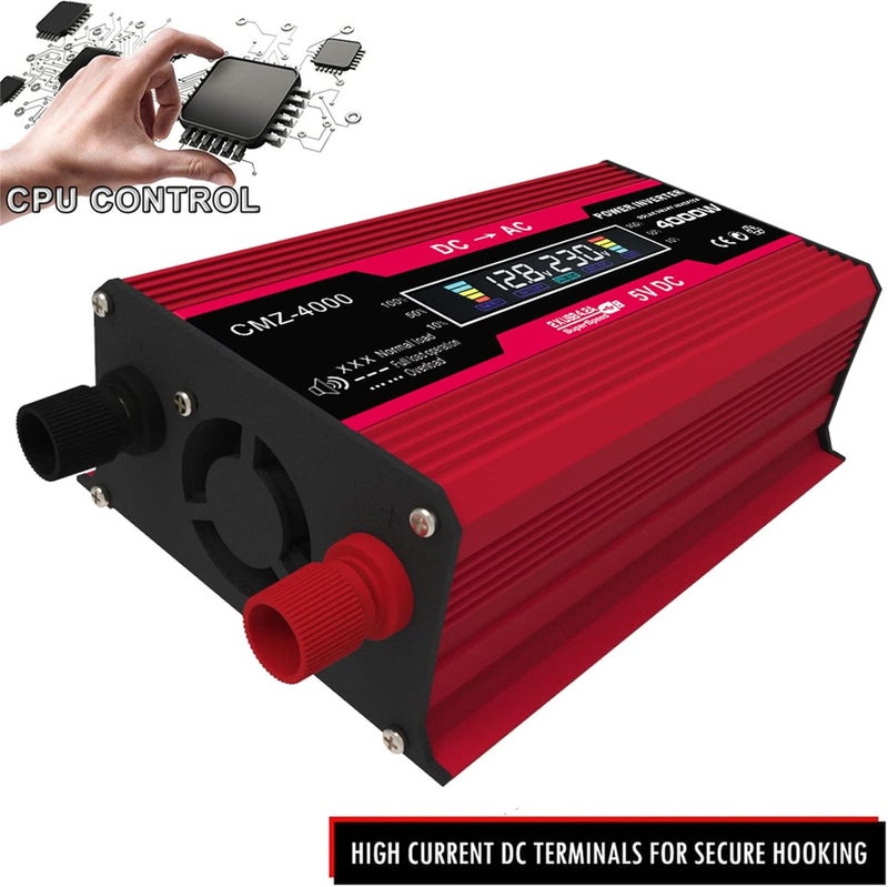 Eacam Affordable purchase options Eacam 4000W Peak Power Modified Sine Wave Inverter LED Display 300W Rated Power Inverter DC 12V to AC 220V Converter High Frequency Car Power Charger Inverter with 2 USB Port AC Socket Long use oriented quality - Image 3