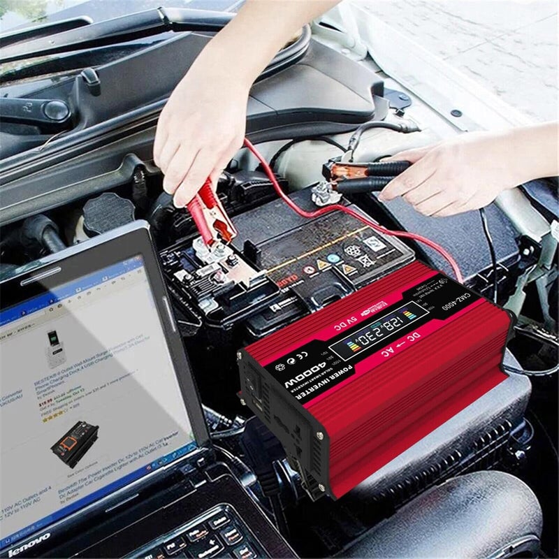 Eacam Affordable purchase options Eacam 4000W Peak Power Modified Sine Wave Inverter LED Display 300W Rated Power Inverter DC 12V to AC 220V Converter High Frequency Car Power Charger Inverter with 2 USB Port AC Socket Long use oriented quality - Image 4