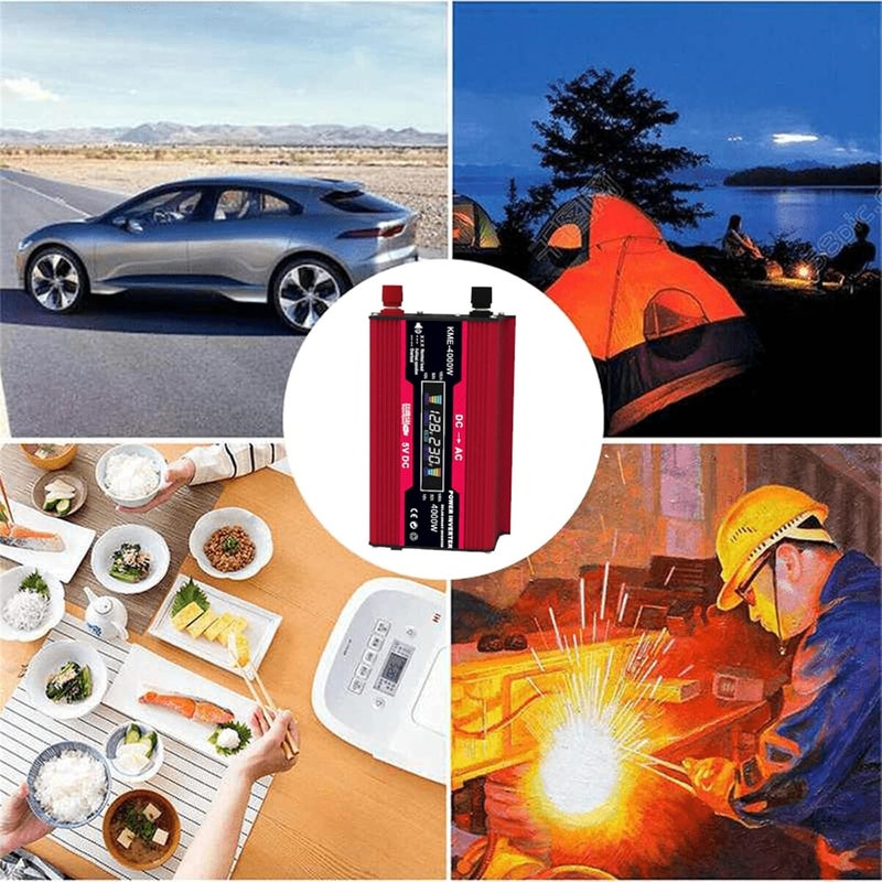 Eacam Affordable purchase options Eacam 4000W Peak Power Modified Sine Wave Inverter LED Display 300W Rated Power Inverter DC 12V to AC 220V Converter High Frequency Car Power Charger Inverter with 2 USB Port AC Socket Long use oriented quality - Image 5
