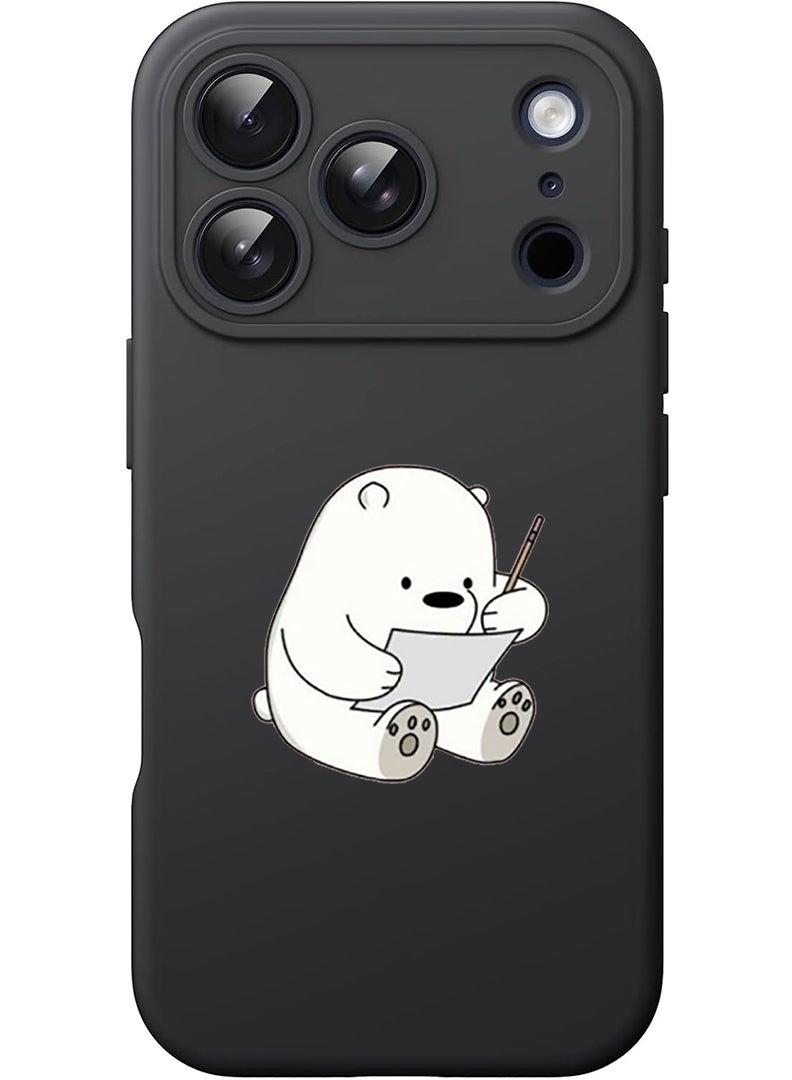 Theodor Protective Slim Fit Case Liquid Silicone Cover with Full Body Protection Anti-Scratch Shockproof Case For Apple iPhone 17 Pro Max (Black) Panda writing - Image 1