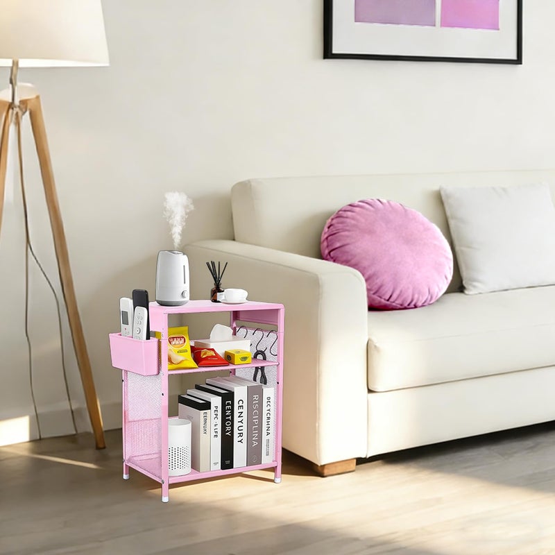 Gugsey Pink Small Nightstand, Kids Nightstand for Bedroom, End Table with Hooks and Holder, Toddler Bedside Table for Girls, Desk Organizer for Office, Dorm (Pink) - Image 5