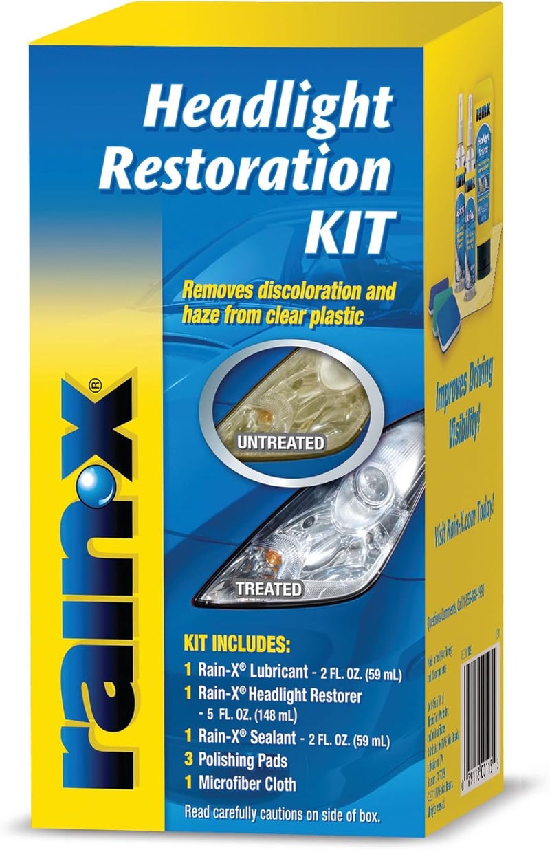 Rainx 800001809 Headlight Restoration Kit - Cleans and Restores Headlights By Removing Haze and Discoloration Due to Oxidation - Image 1