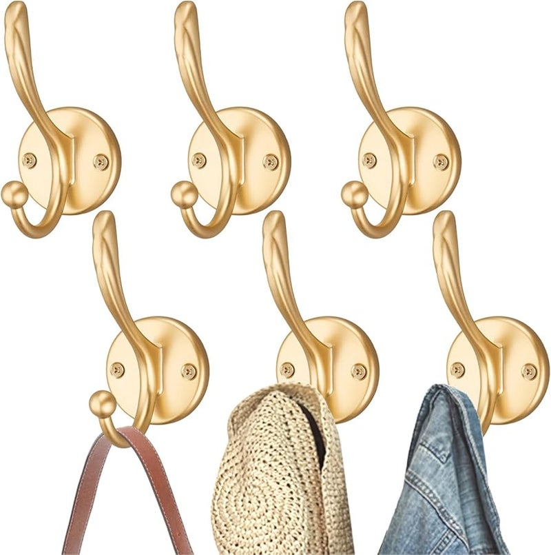 خطافات معاطف ثقيلة مثبتة على الحائط من الألومنيوم 6 قطع منظف للمناشف والقبعات لأي غرفة - Image 1