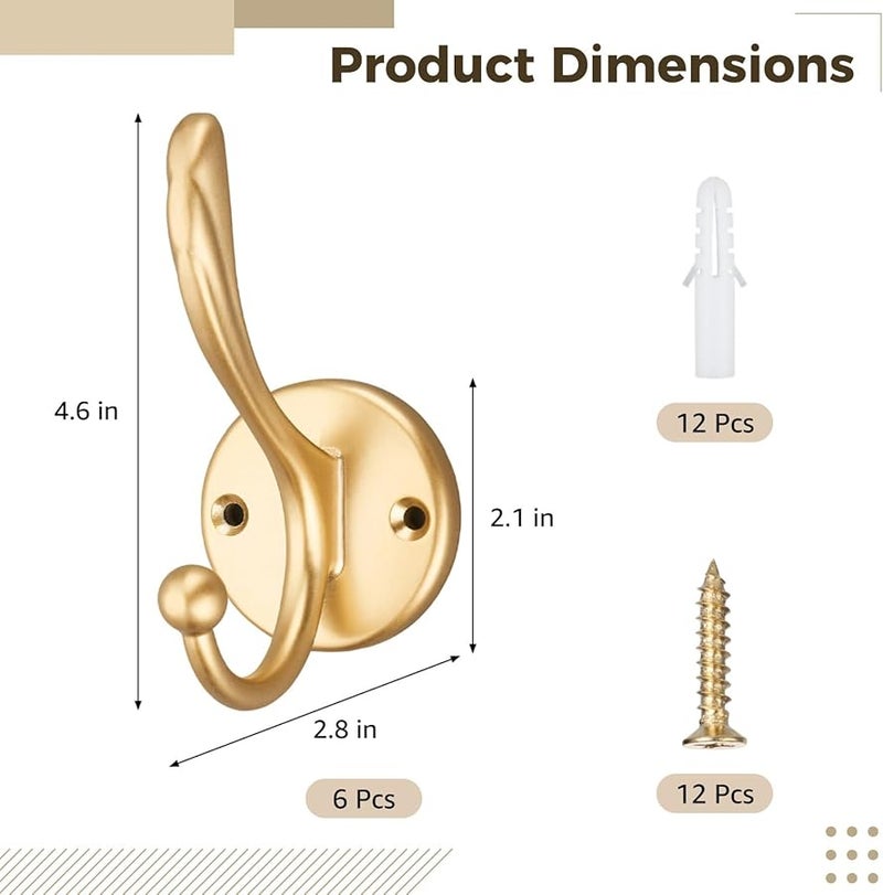 خطافات معاطف ثقيلة مثبتة على الحائط من الألومنيوم 6 قطع منظف للمناشف والقبعات لأي غرفة - Image 4