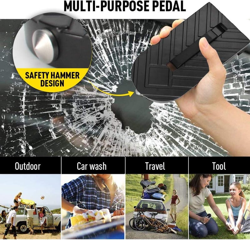 OPP ULITE Car Doorstep Vehicle Folding Ladder U Shaped Hook Pedal Foot Pegs Multifunction Easy Access to Rooftop with Safety Hammer Doorstep for Car Roof-Rack Truck SUV Jeep Off-Road, Black - Image 4
