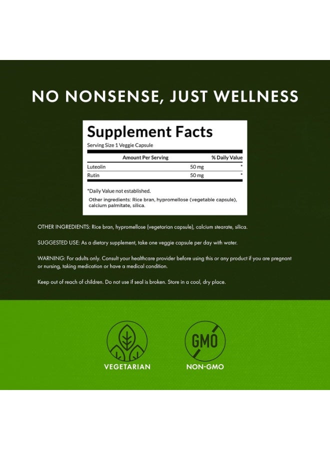 SWANSON Luteolin Complex w/Rutin - Brain Support Supplement Promoting Memory, Mood & Cognitive Health - Natural Formula to Help Maintain Nervous System - (30 Veggie Capsules) - Image 2