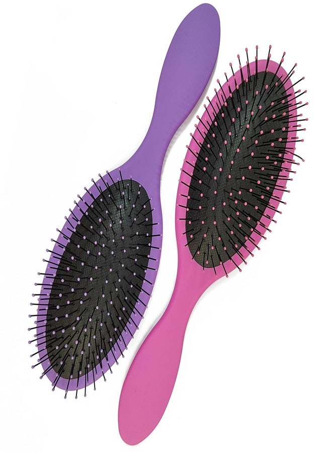 Jaasuee Hair Brush Set - Pink and Purple, Ultra-soft Bristles, Effortlessly Detangles All Hair Types for Men, Women, Wet and Dry Hair, 2-Pack - Image 1
