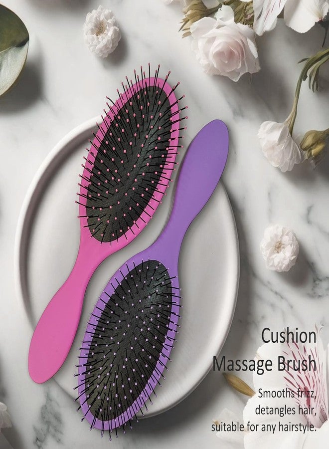 Jaasuee Hair Brush Set - Pink and Purple, Ultra-soft Bristles, Effortlessly Detangles All Hair Types for Men, Women, Wet and Dry Hair, 2-Pack - Image 2