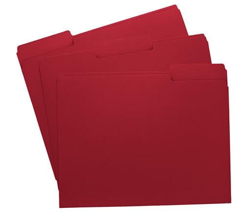 ACTIVITYYA Red File Folders, 1/3-Cut Tabs, Letter Size, 12-Pack – Durable Office Filing Folders for Documents, Papers, and Organization - Image 1