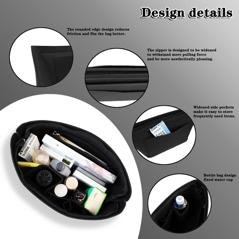 Lckaey Bag Organizer, for le pliage original mini pouch Inside With Zipper1014darkgrey-M - Image 4