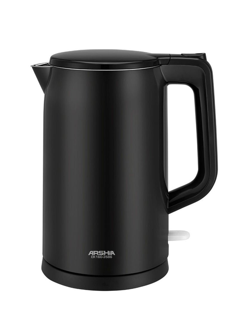 Arshia Electric Kettle – 1.7L Capacity – Double Stainless Steel – Black - Image 1