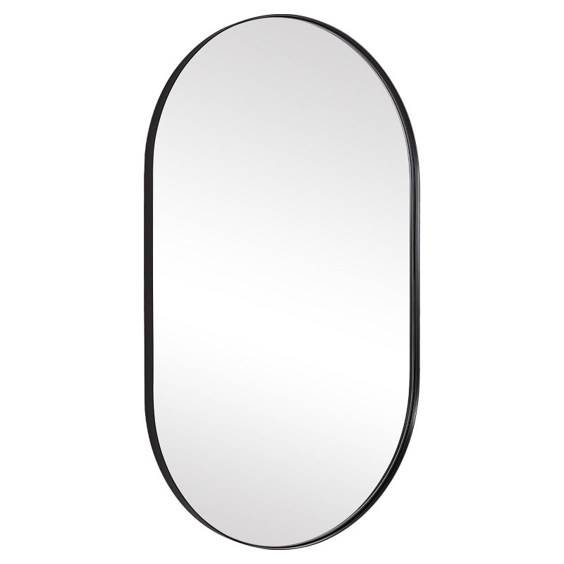 ANDY STAR Black Oval Mirror 20x33 Oval Black Mirror Stainless Steel Metal Pill Mirror for Bathroom Entryway Living Room Contemporary 1 Deep Set Design Wall Mount Hang Vertical or Horizontal