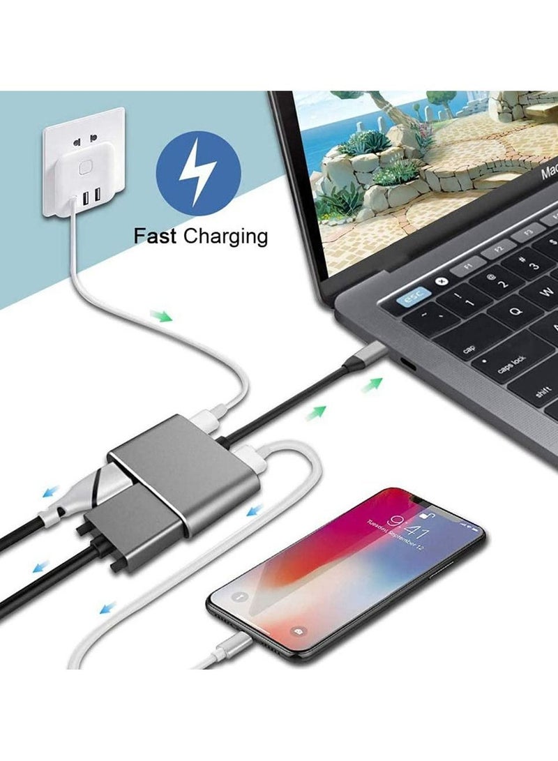 Y&D 4-in-1 Type C Adapter Hub, SYOSI USB to HDMI VGA Adapter, XVZ Hub with 4K HDMI, 1080P VGA, 3.0, PD Charging, Compatible Nintendo Switch, for Samsung, MacBook - Image 2