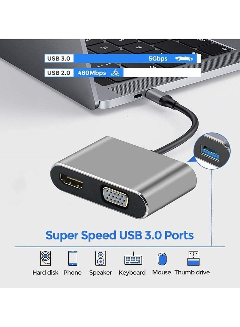 Y&D 4-in-1 Type C Adapter Hub, SYOSI USB to HDMI VGA Adapter, XVZ Hub with 4K HDMI, 1080P VGA, 3.0, PD Charging, Compatible Nintendo Switch, for Samsung, MacBook - Image 5