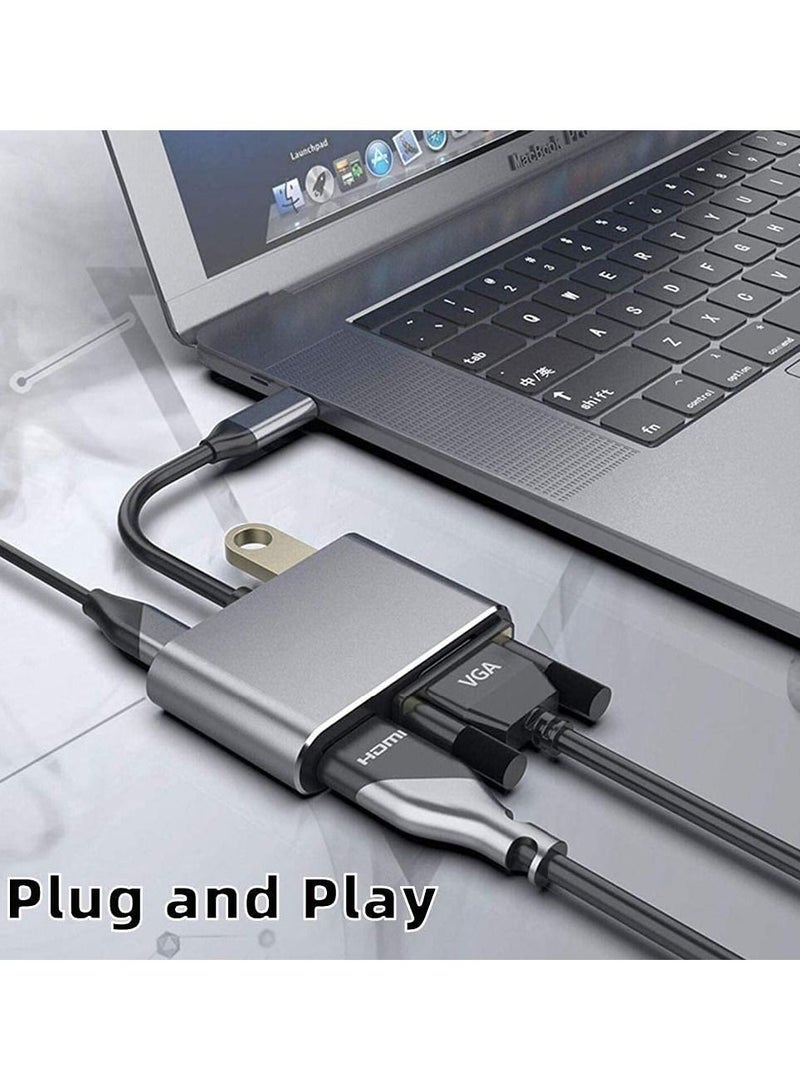 Y&D 4-in-1 Type C Adapter Hub, SYOSI USB to HDMI VGA Adapter, XVZ Hub with 4K HDMI, 1080P VGA, 3.0, PD Charging, Compatible Nintendo Switch, for Samsung, MacBook - Image 3
