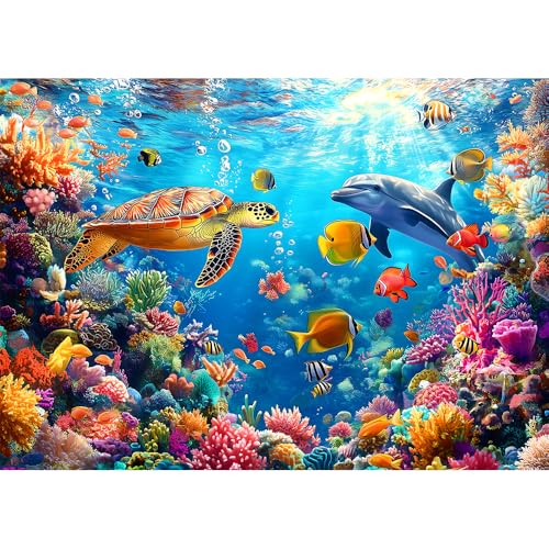 Moruska Underwater Puzzles 1000 Pieces for Adults Under The Sea Animal Jigsaw Puzzle Ocean Scene 1000 Piece - Image 1