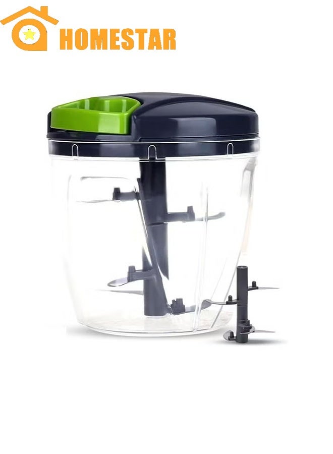 HOMESTAR Large Capacity Manual Chopper 1000ml, Portable Hand Pull String Cutter for Garlic, Onion, Vegetables, Simple operation, Easy to clean - Image 1