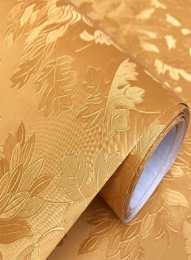 HOMEMATES Self-Adhesive Wallpaper Waterproof Old Furniture Vinyl Stickers Wooden Door Wardrobe Desktop PVC Wall Papers 45 X 304 CM (Rich Golden Wallpaper) - Image 1