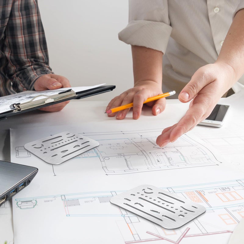 Hotop 3 Pieces Eraser Shield Eraser Template Drafting Metal Erasing Shield Stainless Steel for Drawing Drafting Tool Artists - Image 2