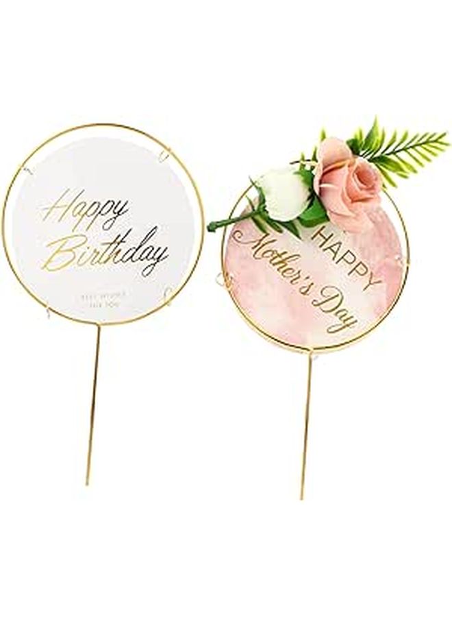 Elegant Floral Cake Topper Set For Mothers Day Birthday Party Decorations - Image 1