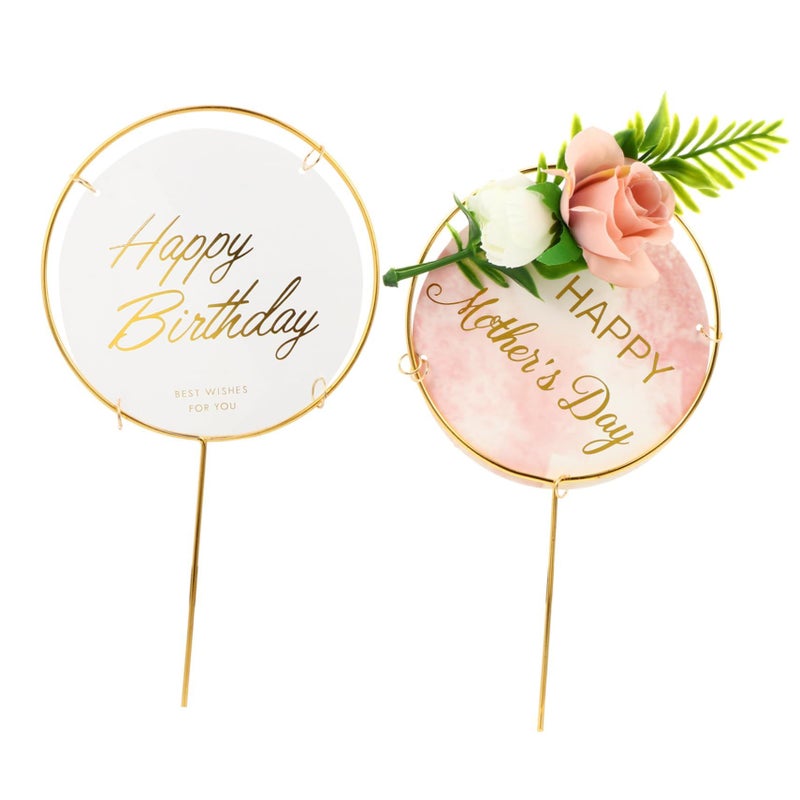 Elegant Floral Cake Topper Set For Mothers Day Birthday Party Decorations - Image 2